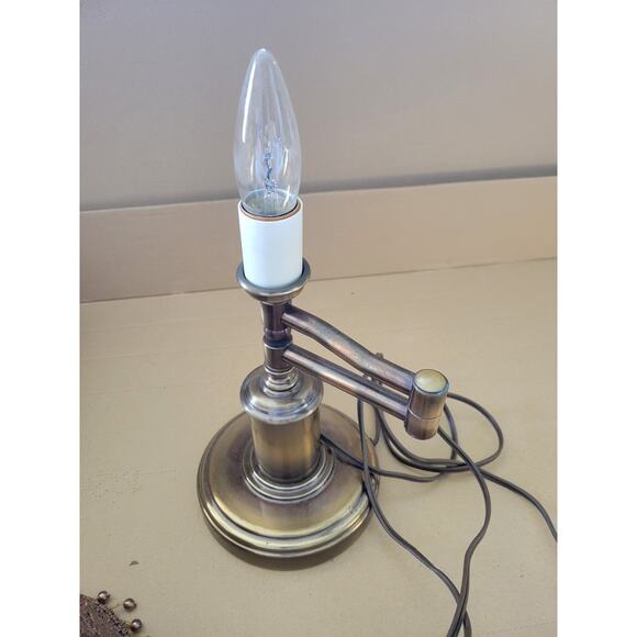 Underwriter Laboratories Portable Bronze Desk Swing Arm Lamp Beaded Shade - Picture 6 of 8